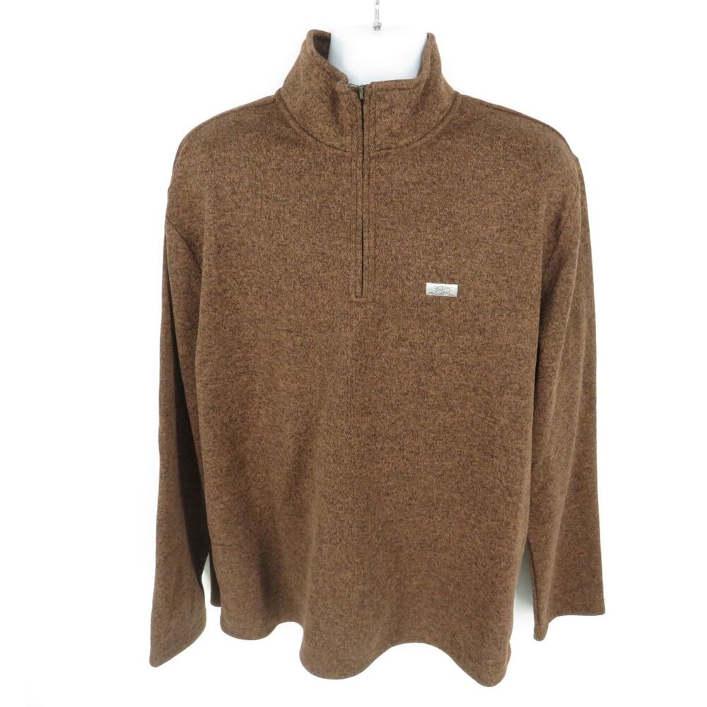Ocean Coast Big Tall Brown Quarter Zip Pullover Sweater LT NWT $64.50